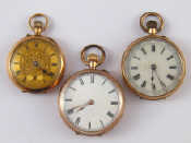 A mixed lot of three 9 carat gold cased fob