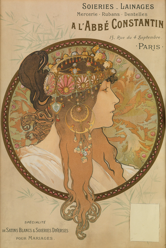 ALPHONSE MUCHA 1860 1939 T TE BYZANTINE BRUNETTE SOIERIES LAINAGES