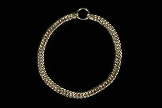 ITALIAN 14K YELLOW GOLD BRIGHT POLISHED FLEXIBLE LINK STRAP CHOKER