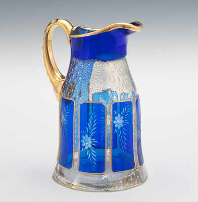 A Moser Style Glass Pitcher The base apprx 5 3