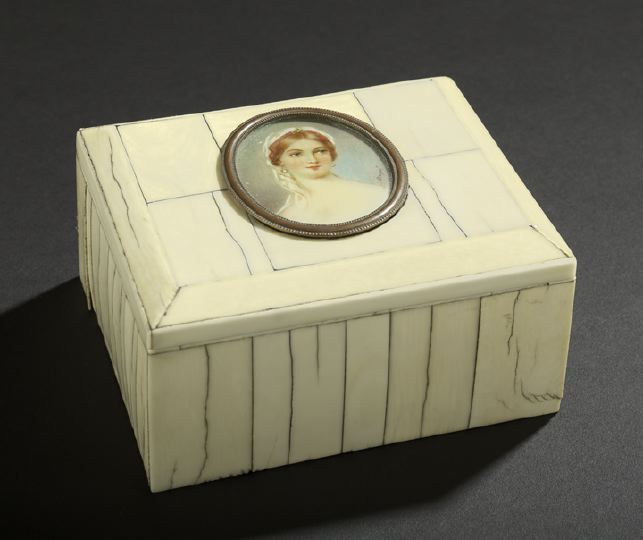 French Brass Mounted Pieced Ivory Table Box first quarter 20th