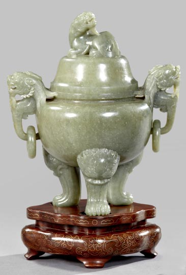Kuang Hsu Elaborately Carved Celadon Jade Ceremonial Vessel fourth quarter