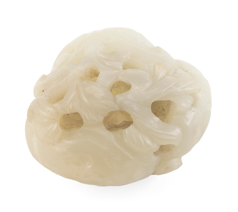 CHINESE CARVED LIGHT CELADON JADE FINGERING PIECE 18TH CENTURY LENGTH