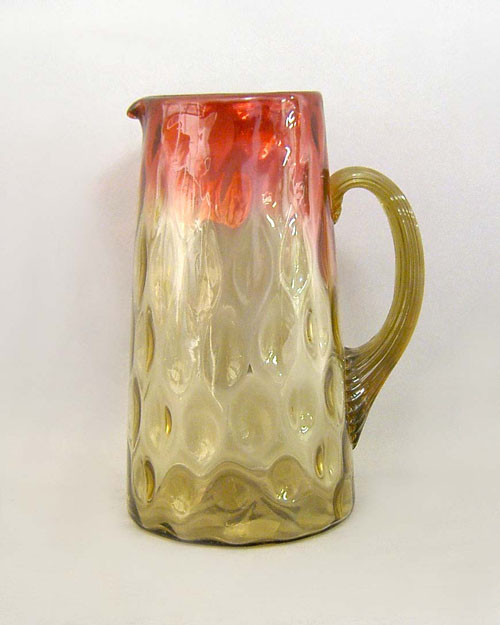 Amberina glass pitcher 10 1 4 h