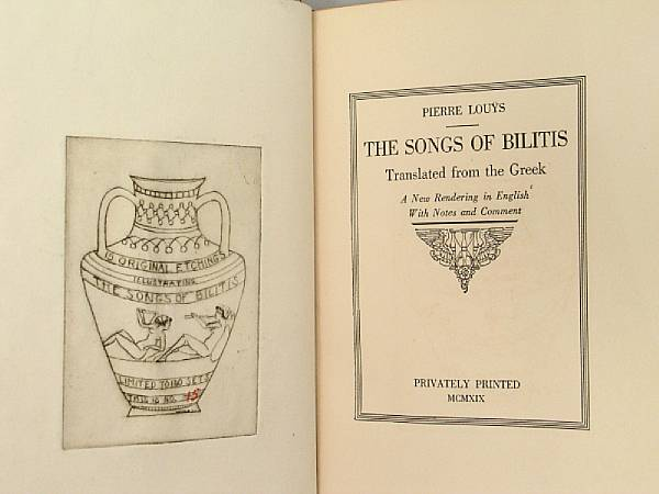 LOUYS PIERRE Song of Bilitis Privately printed 1919 With 15