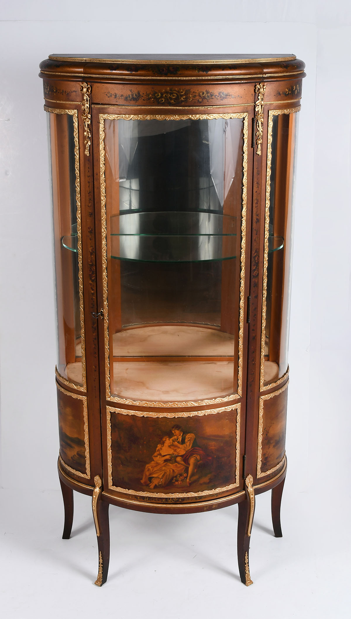 VERNIS MARTIN CURIO CABINET Single shelf with a mirrored back