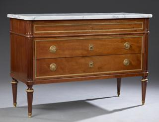 French Louis XVI Style Ormolu Mounted Mahogany Mar French Louis