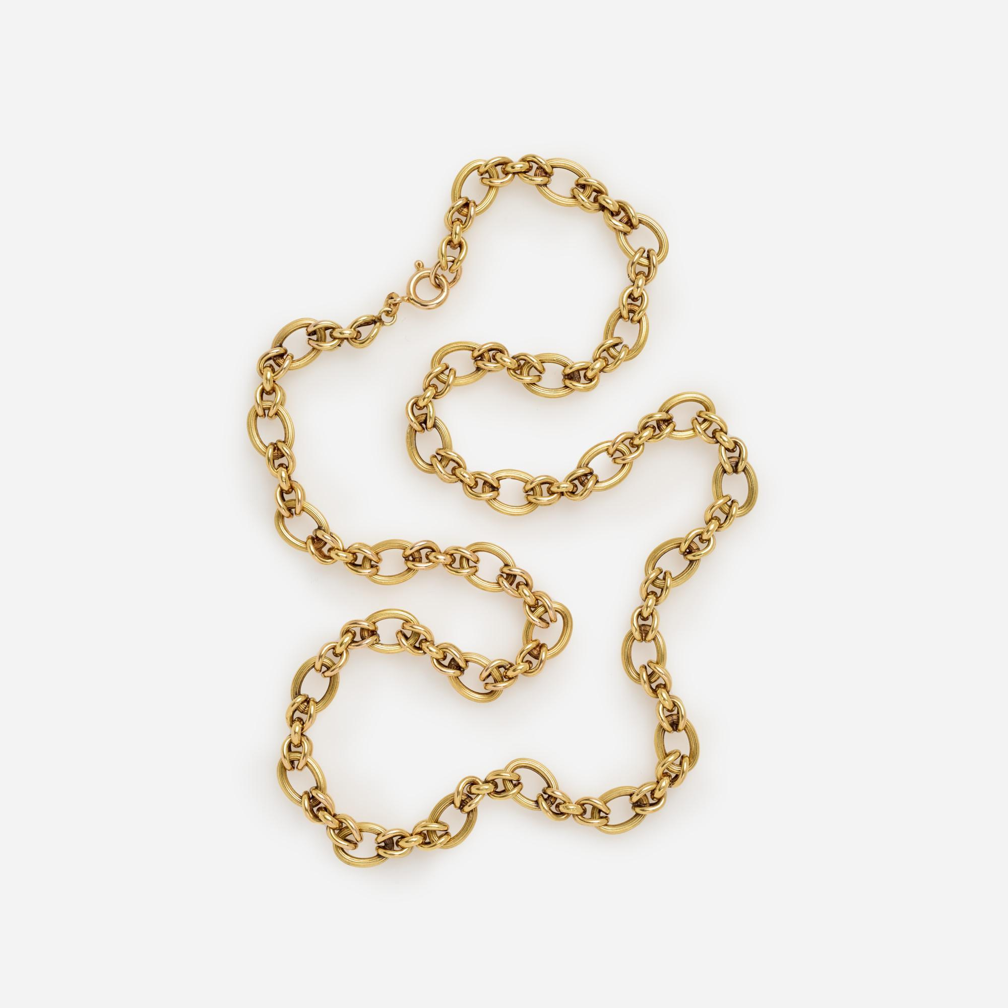 ITALIAN MIXED OVAL LINK NECKLACE CHAIN IN 14K 24 LONG