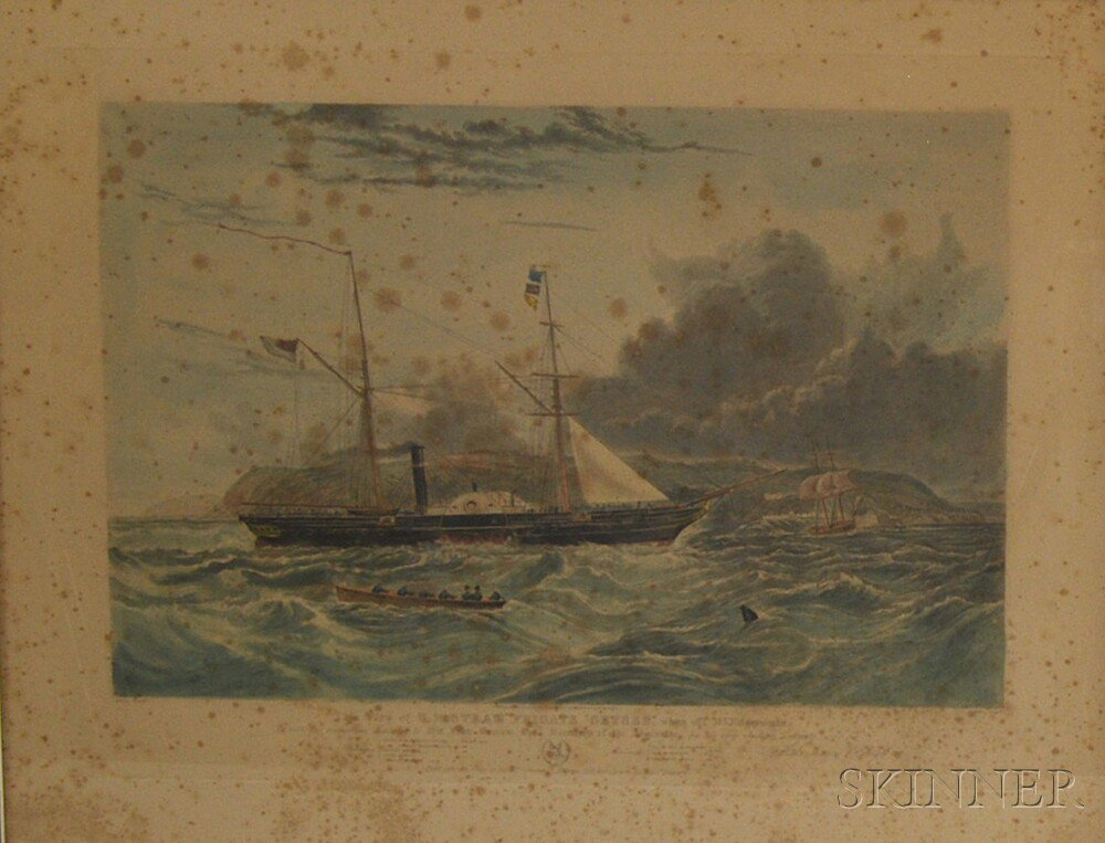 Framed Hand colored Engraving This View of H M Steam