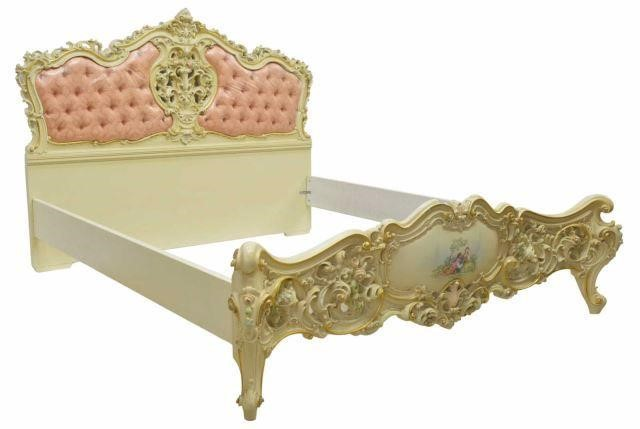Louis XV style parcel gilt and painted bed late 20th