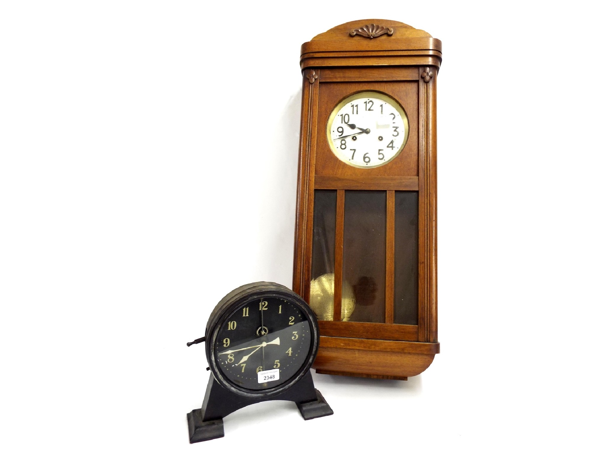 Interesting gravity shelf clock the 7 dial behind a compound