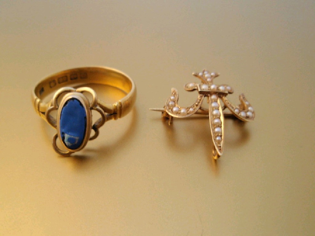 A Victorian 22ct gold dress ring damaged and distorted Birmingham