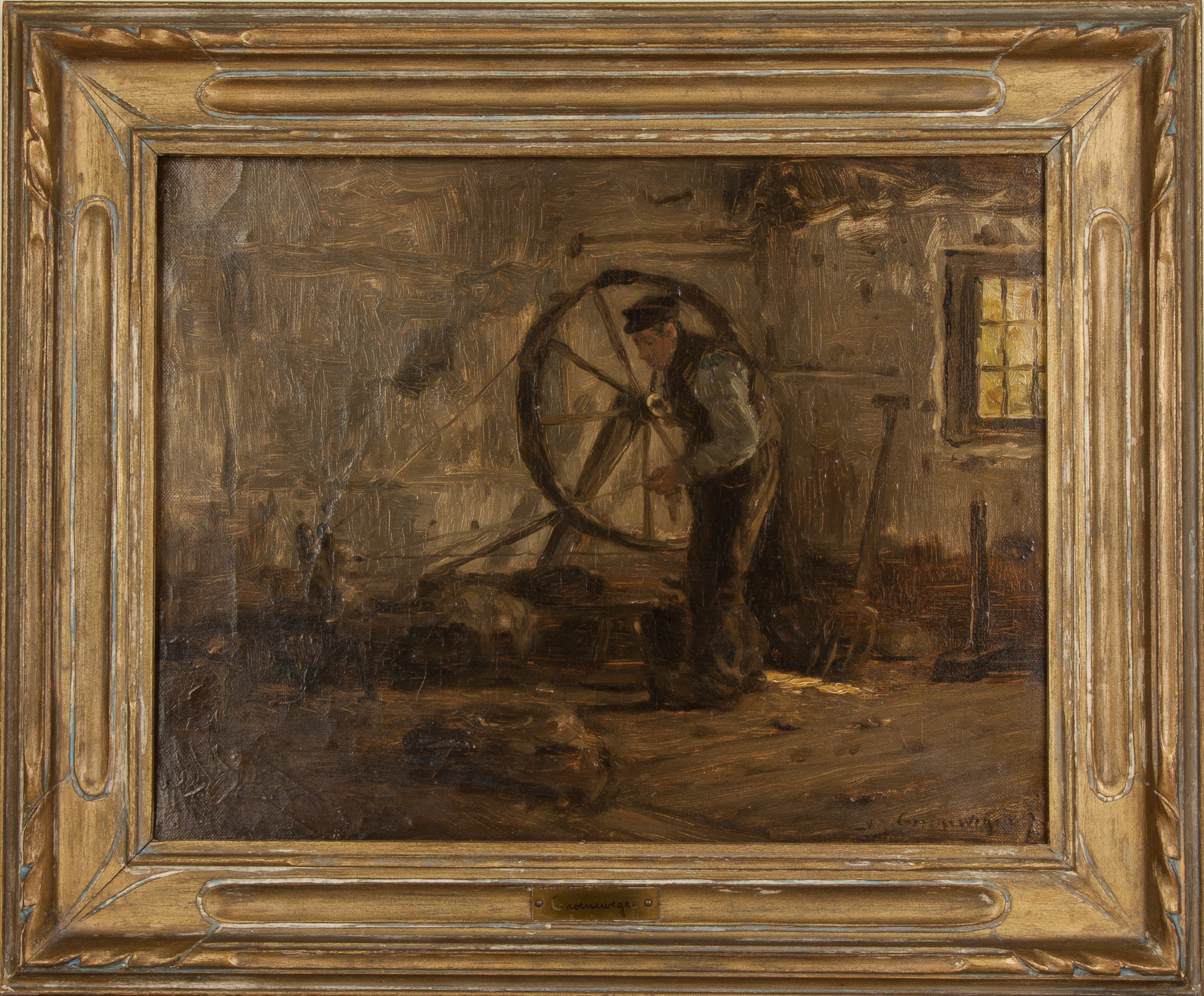 Adrianus Johannes Groenewegen Dutch 1874 1963 Man with Spinning Wheel