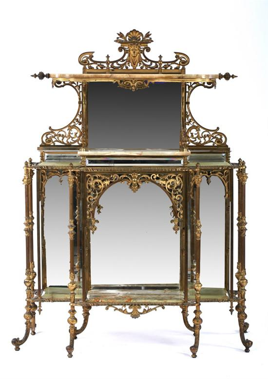 VICTORIAN BRASS MARBLE AND GLASS FOYER STAND 19th century super