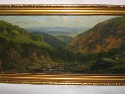 ENGLISH SCHOOL A River Valley with Sheep in the Foreground