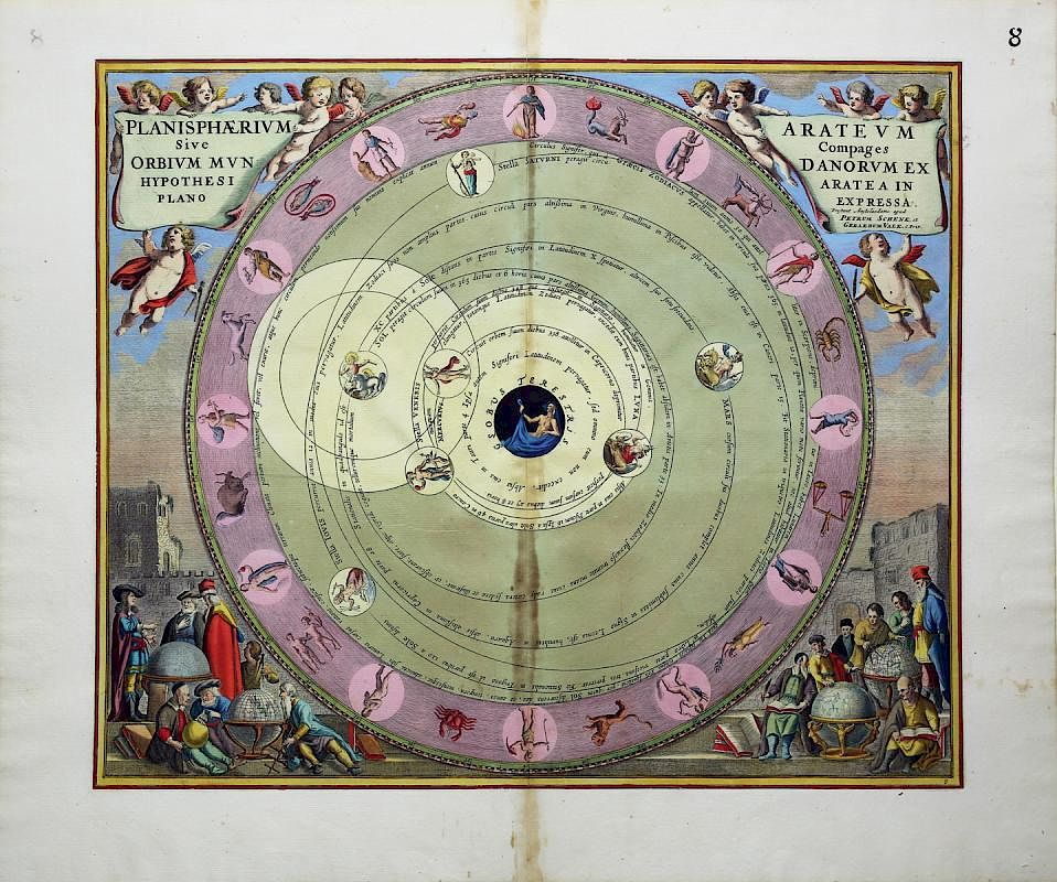Colorful Celestial Charts by Andreas Cellarius Planisphaerium arateum sive Compages