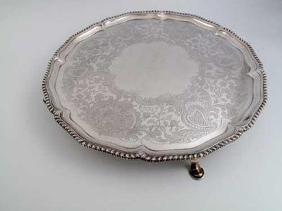 A George III salver of shaped circular outline with a