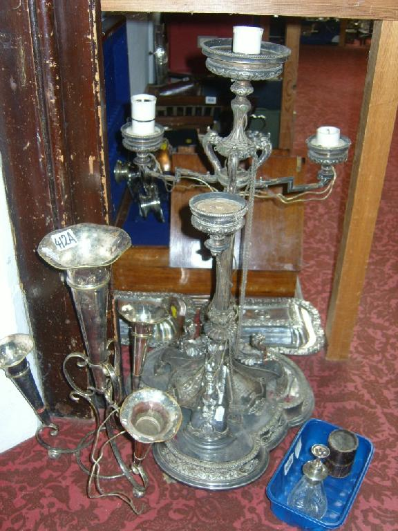 A substantial 19th century silver plated table centre in the