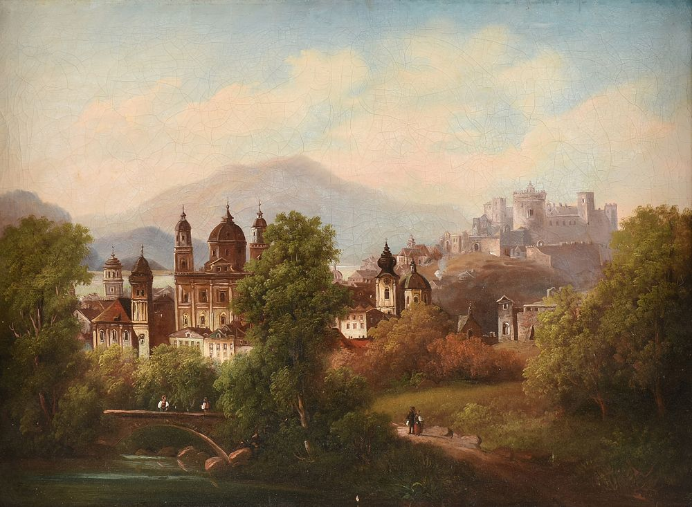 FERDINAND LEPIE Czech 1824 1883 A PAINTING View of Kost