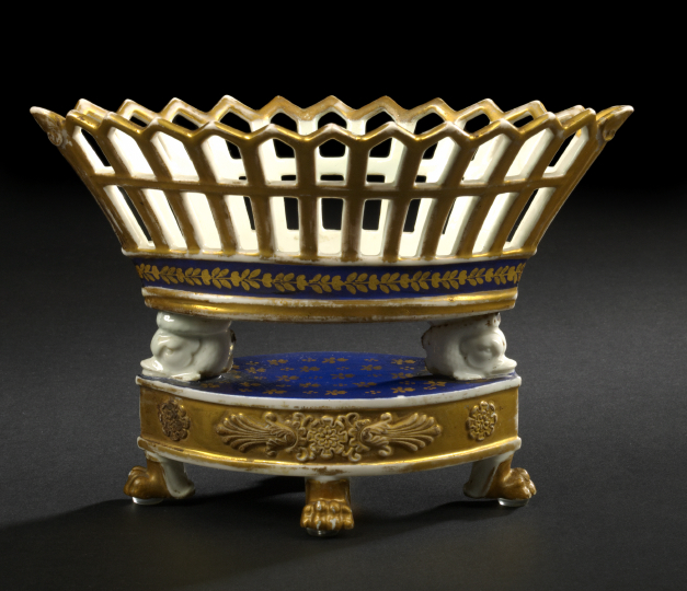 Unusual and Diminutive Reticulated Paris Porcelain Footed Corbeille first quarter