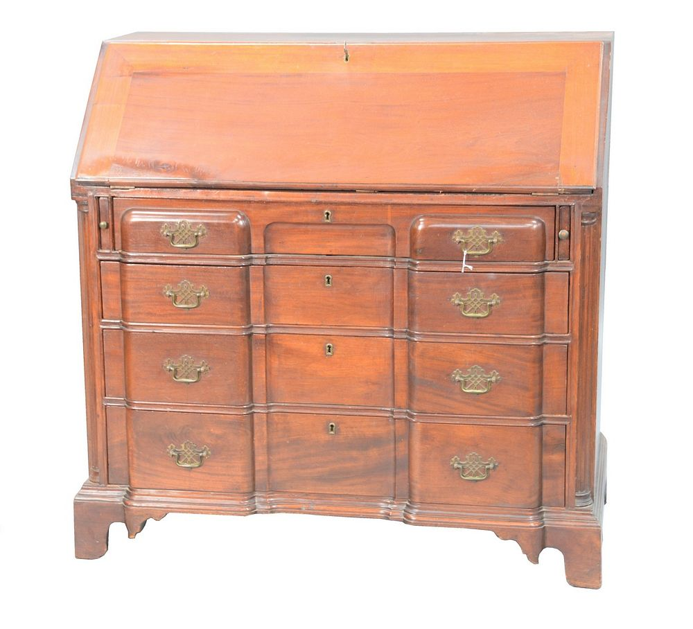 Mahogany Chippendale Desk having slant lid and blocked front on
