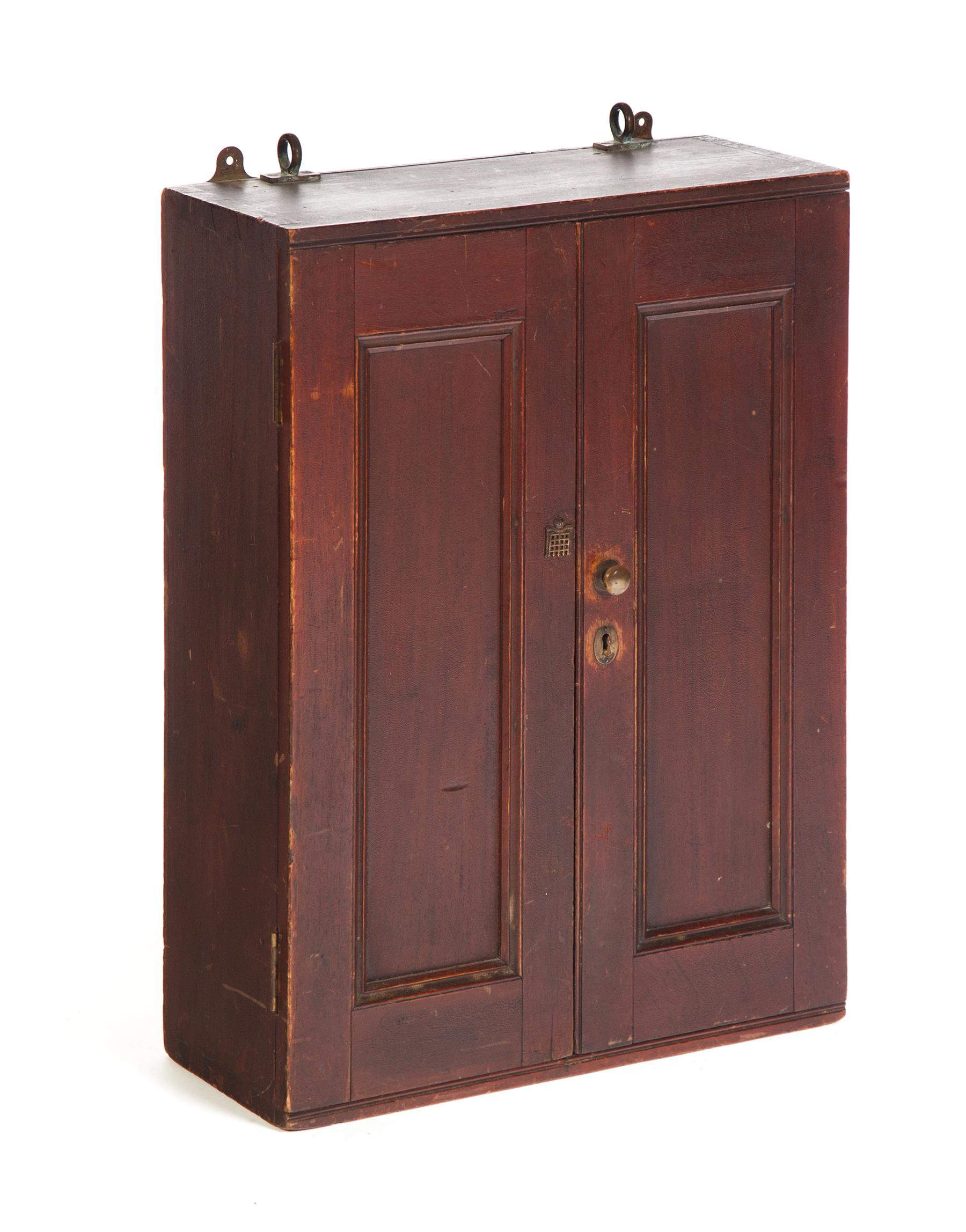 HANGING CIGAR CABINET WITH FITTED INTERIOR European 19th century Dovetailed
