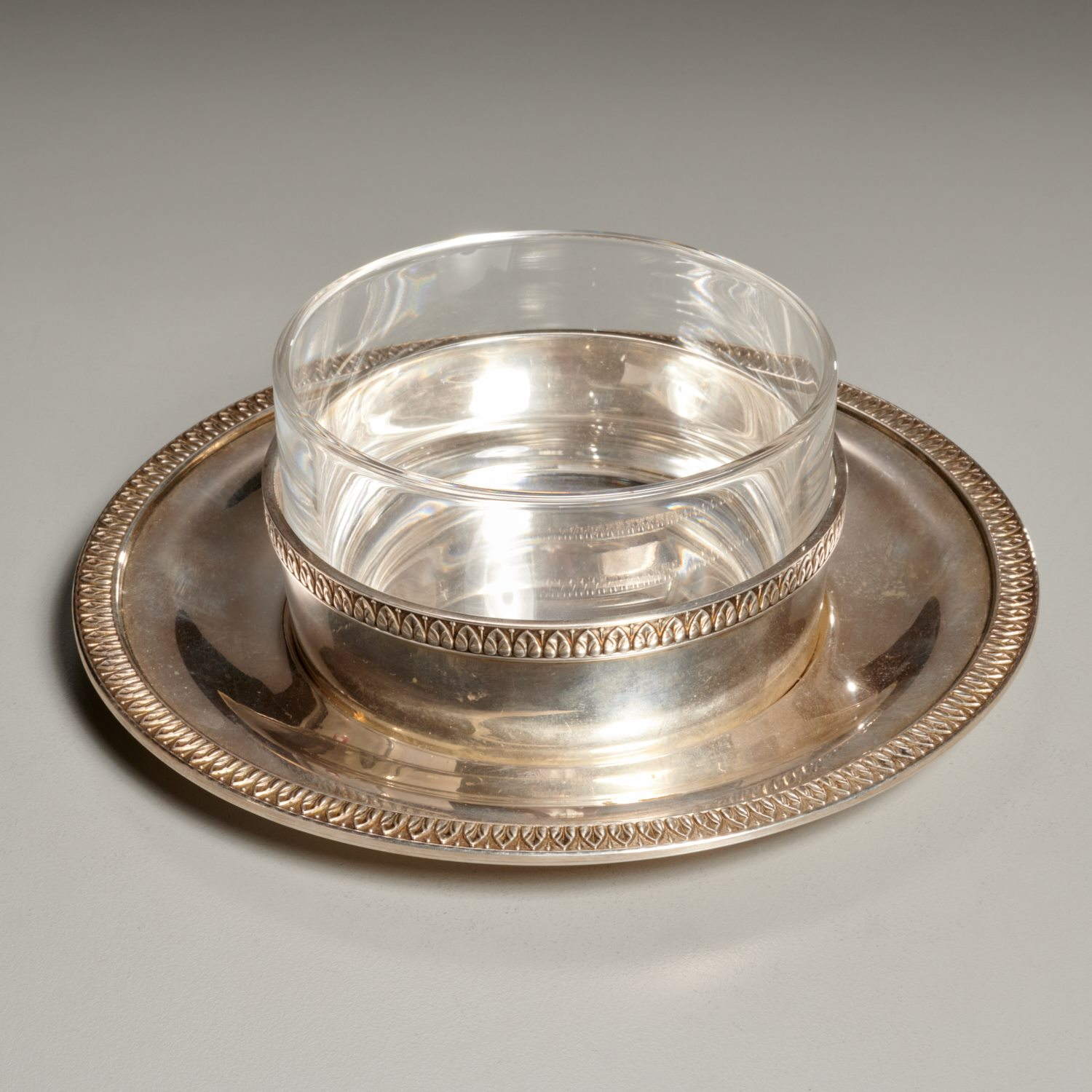 BUCCELLATI STERLING SILVER GLASS CAVIAR SERVER 20th c Italy incl