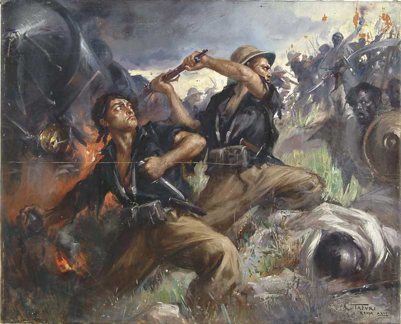 CLEMENTE TAFURI Italian 1903 1971 ATTACK ON THE TRAIN Unframed