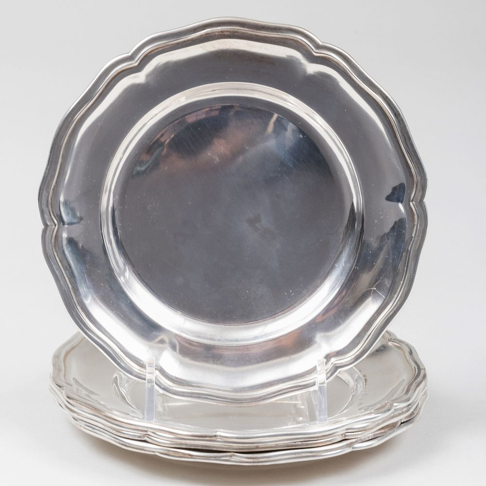 Set of Six Buccellati Silver Side Plates Marked Sterling 6