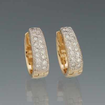 A Pair of Ladies Diamond Huggie Earrings 14k yellow gold