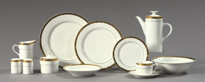 Eighty One Piece Command Performance Gold Banded White Porcelain Partial