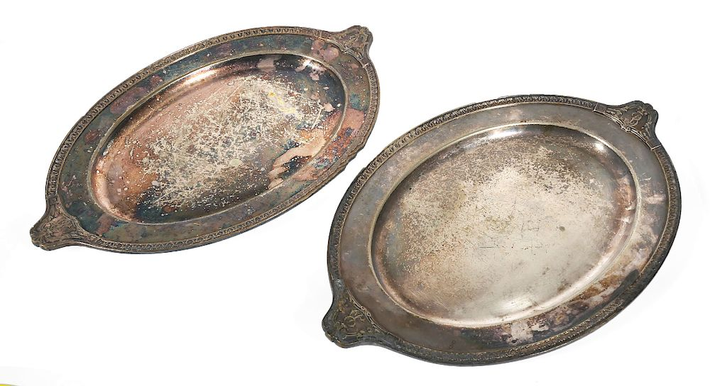 MIAMI BILTMORE HOTEL Silverplate Serving Trays Two 18 x 11