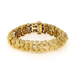 David Webb 18k Yellow Gold Spiral Cluster Bracelet David Webb
