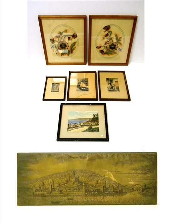 Seven pieces of art four Wallace Nutting type prints signed