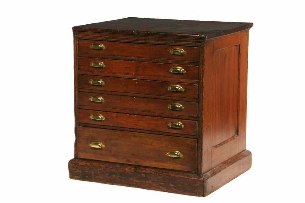 CHART CABINET Mid 19th c Six Drawer Chart Cabinet in