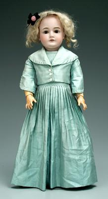 German bisque head doll open mouth fixed eyes blonde hair