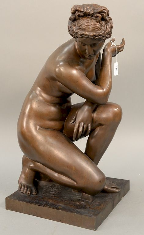 After F Barbedienne Crouching Venus bronze marked on base F