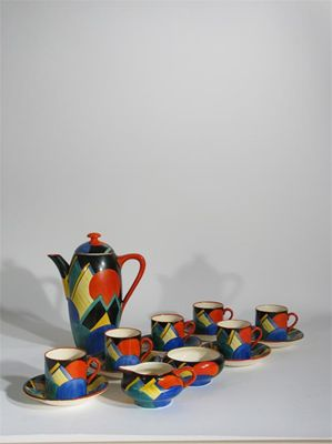 Moon and Mountain a Gray s Pottery coffee set for