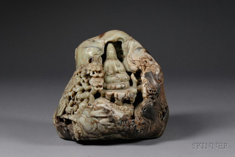 Large Jade Boulder China early 20th century celadon color with