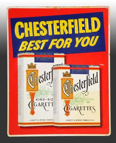 Lot of 2 Tin Chesterfield Model Tobacco Signs Description Both