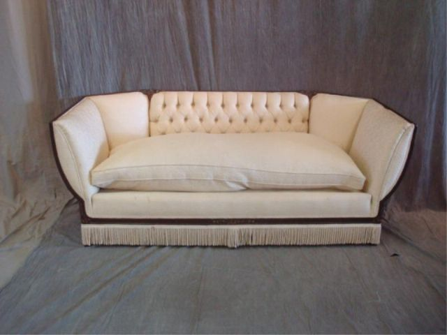 Tufted Ivory Upholstered Down Filled Art Deco Dimensions 82 wide