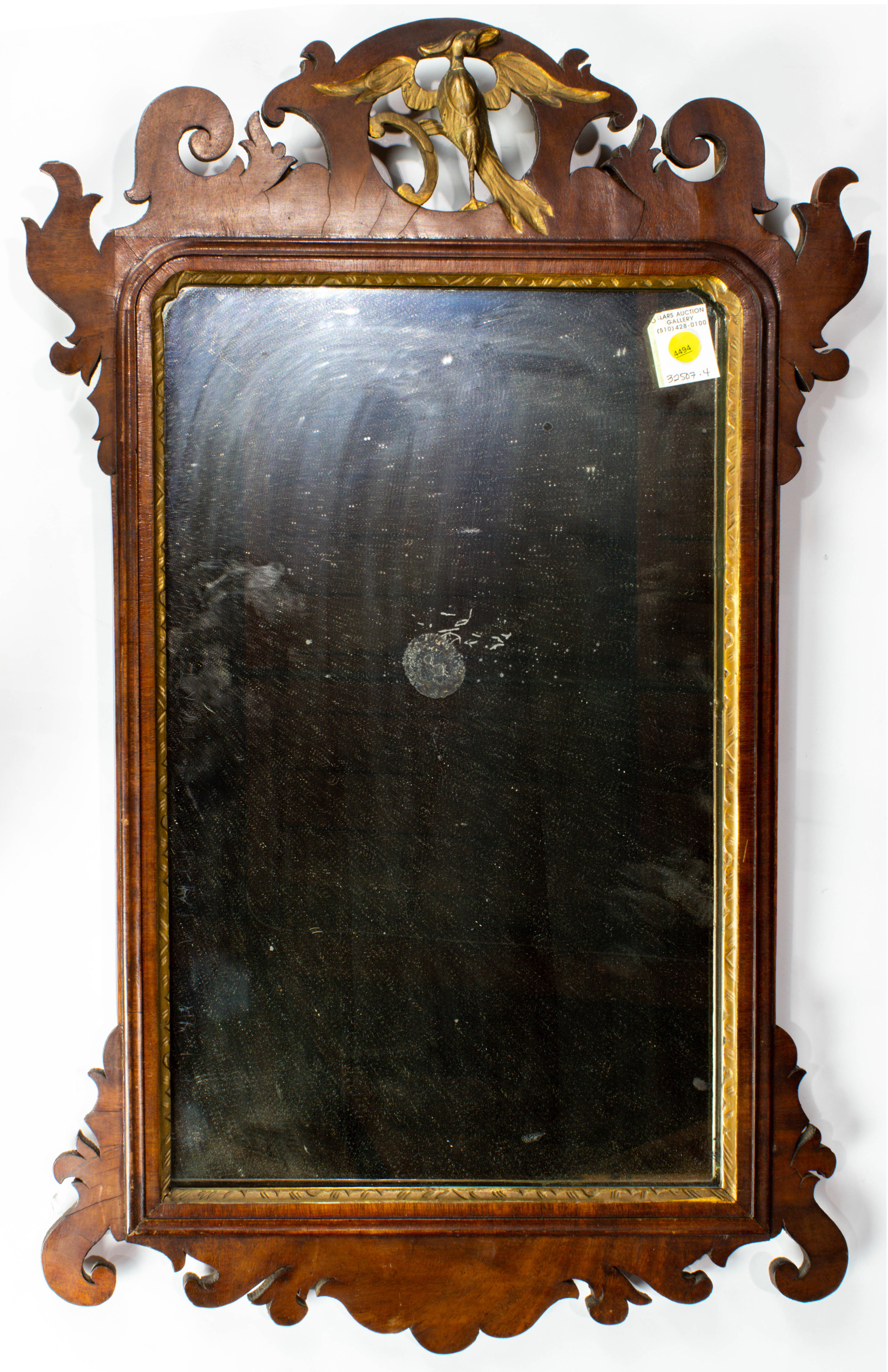 FINE AMERICAN CARVED MAHOGANY FRAME WITH PHOENIX AND MIRROR Fine