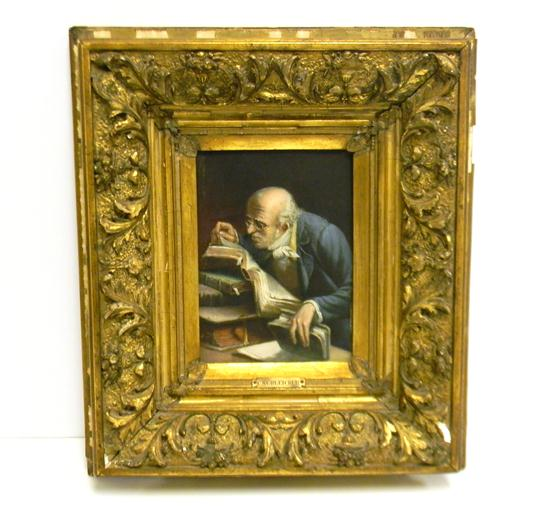 Carl Schleicher Austrian active 1855 59 1871 Bookworm oil on