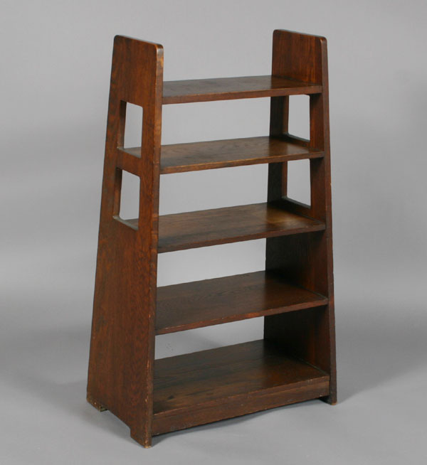 Limbert mission oak 5 shelf angular book stand with cut
