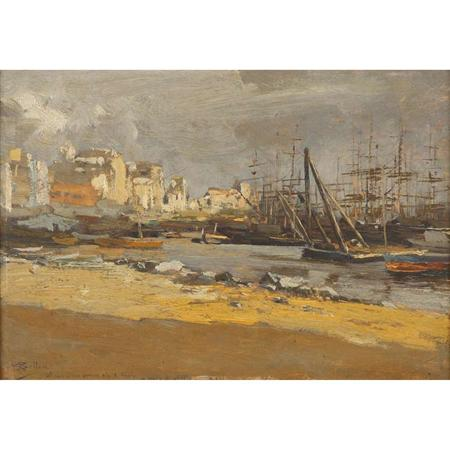 Giorgio Belloni Italian 1861 1944 Harbor Scene 1898 Estimate 5