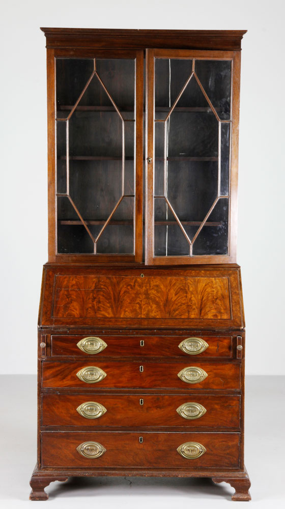 2269 18th C Georgian Mahogany Secretary Bookcase 18th century Georgian