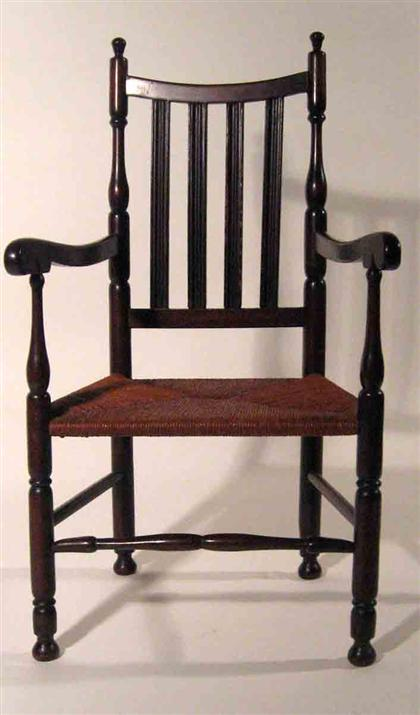 Spindle back rush seat side chair Shaped crest turned styles