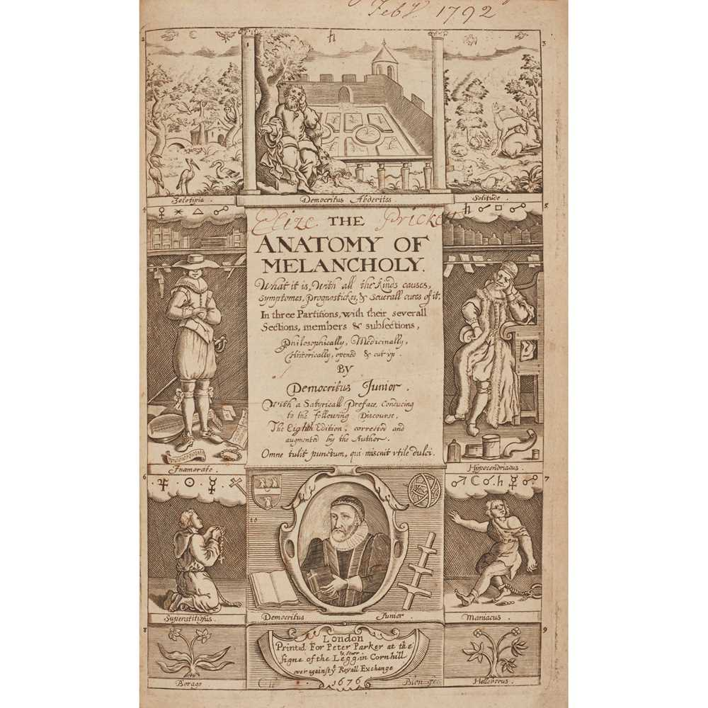 BURTON ROBERT THE ANATOMY OF MELANCHOLY London Henry Cripps 1732