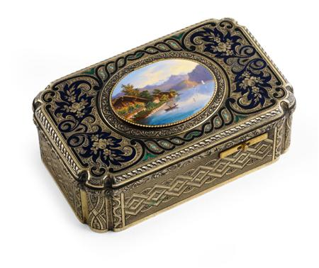 A late Victorian enamelled singing bird box apparently unmarked of