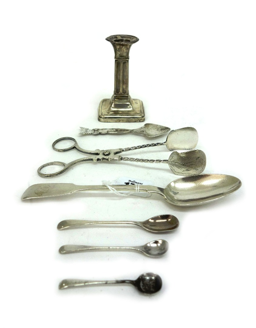 A George V silver dwarf candlestick Sheffield 1910 9 5cm